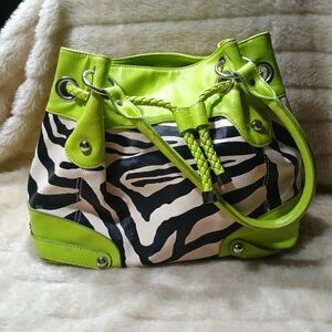 Lime Green Zebra Print Women's Bag